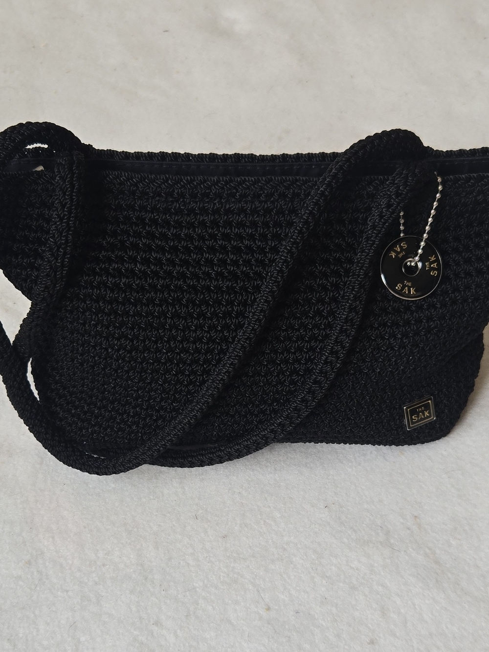 The Sak Black Small Shoulder Bag W/ Bag Charm. Y2K